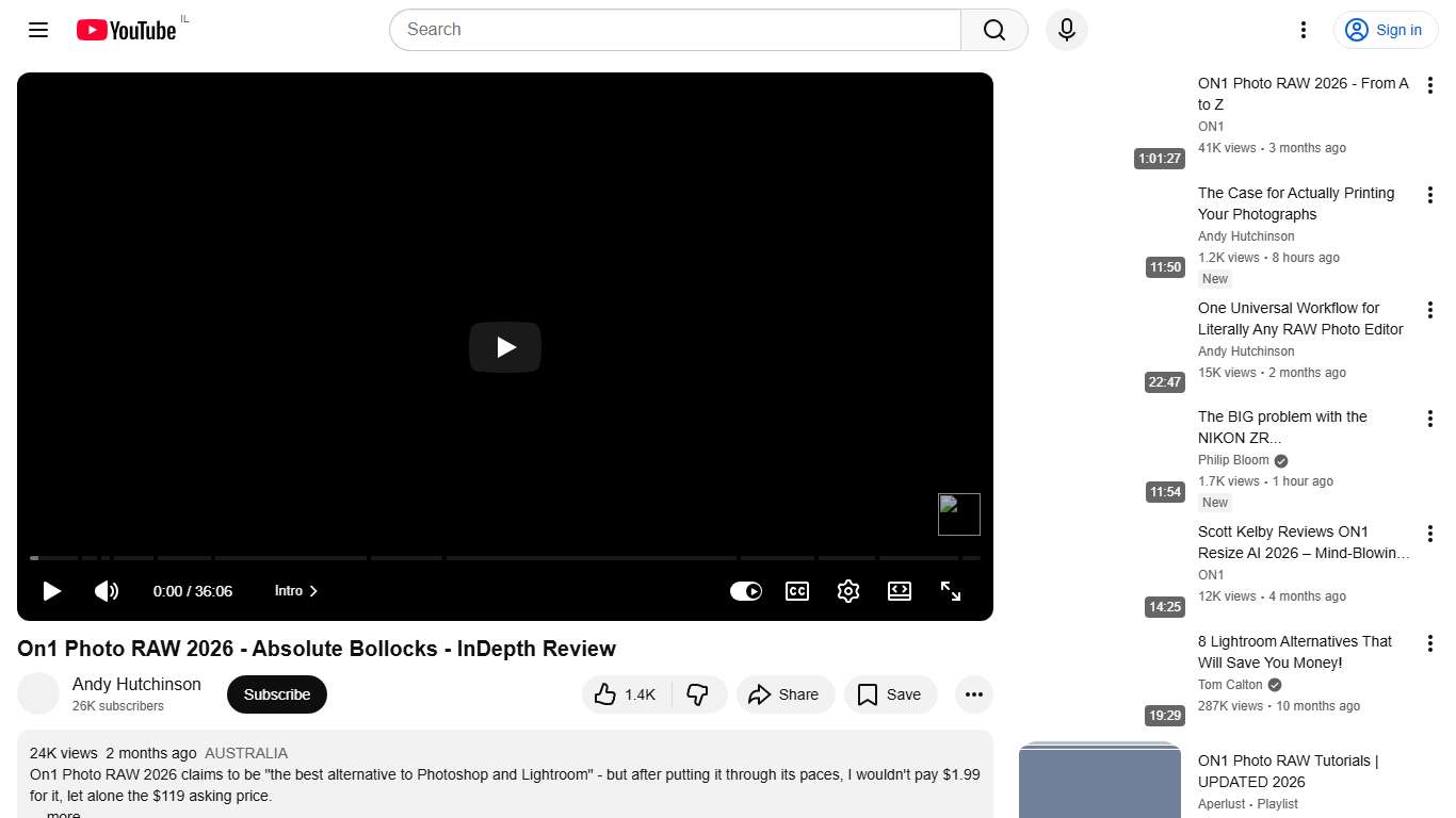 On1 Photo RAW 2026 - Absolute Bollocks - InDepth Review - YouTube
